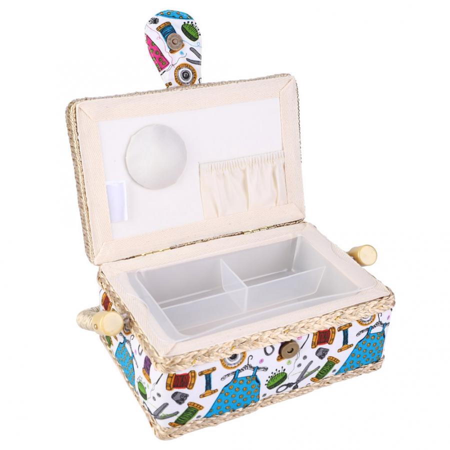 Household Fabric Craft Handmade Sewing Basket Thread Needle Storage Box Organizer Sewing Storage Basket Cotton Fabric Crafts