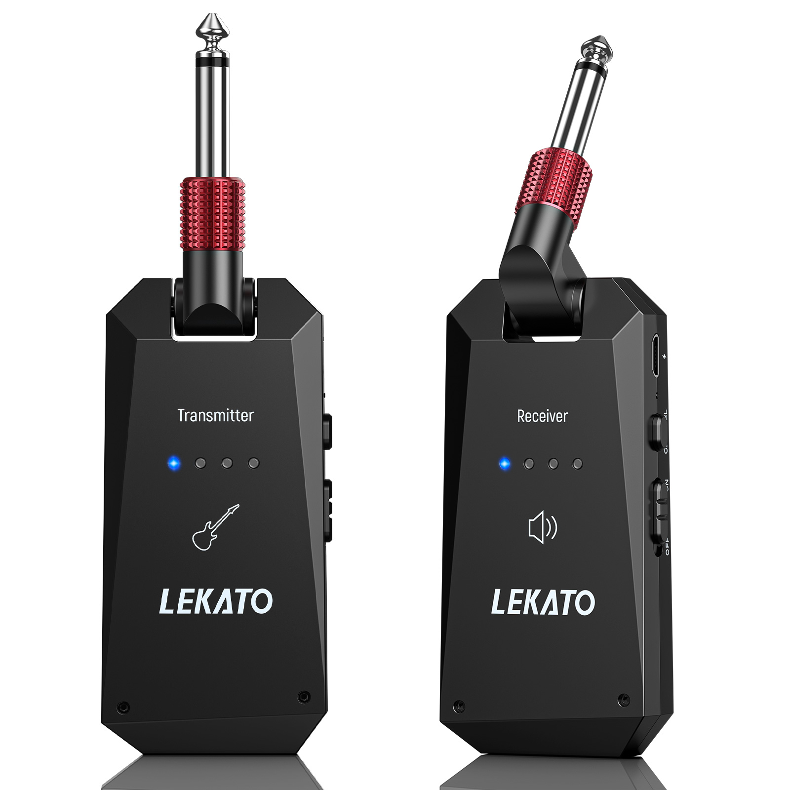 LEKATO 5,8 GHz Gitarre Wireless Sender Empfänger 4 Kanäle Audiosystem für E-Gitarre Bass WS-90 Wireless Gitarrensystem