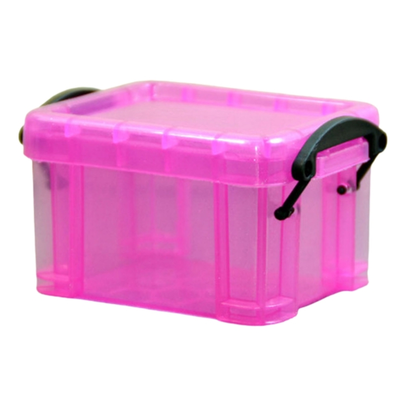 9 Colors Small Plastic Box with Locking Lid Hardware Parts Storage Organizer Rectangular Container 8.7x6.5x5.2cm: Fuchsia