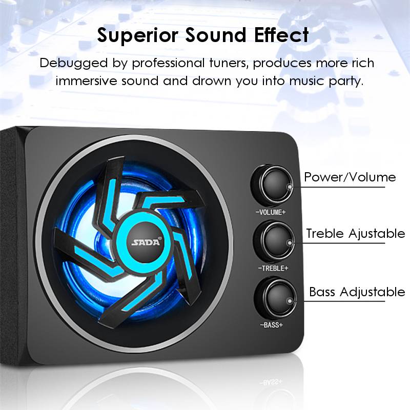 USB Wired Mini Computer Speakers Colorful LED Light Bass 3D Stereo Subwoofer 3.5mm AUX Loundspeaker for Laptop Smartphones