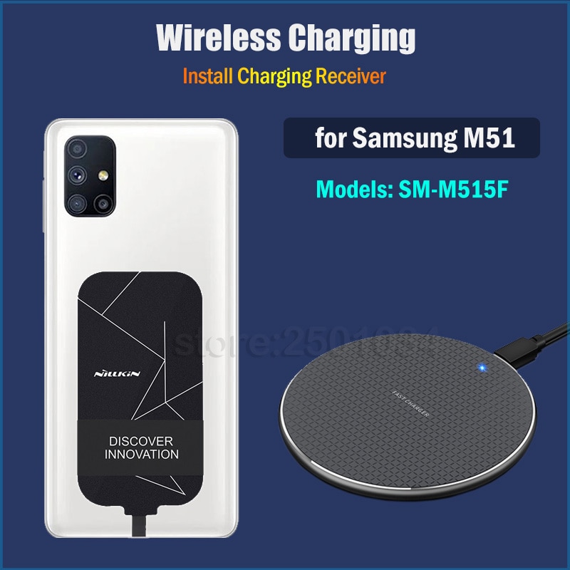 Draadloos Opladen Voor Samsung Galaxy M51 6.7 ''M515F Draadloze Oplader Pad Nillkin Qi Ontvanger Type-C Opladen Adapter Case