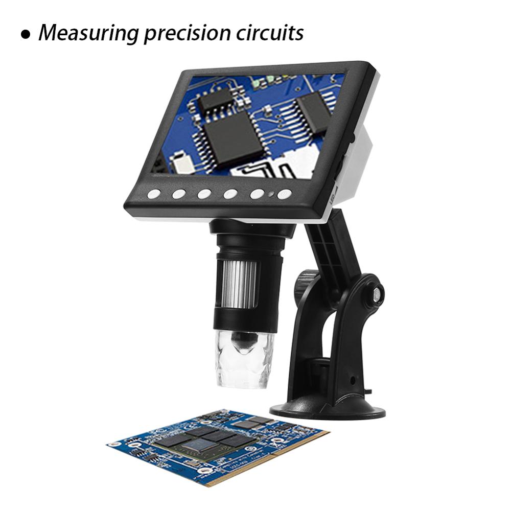 Microscopio Digital con 8 luces LCD, 4,3x1080 pulgadas, HD P, Lupa Electrónica para soldar de escritorio, compatible con 10 idiomas: 1000X 4.3 Inch