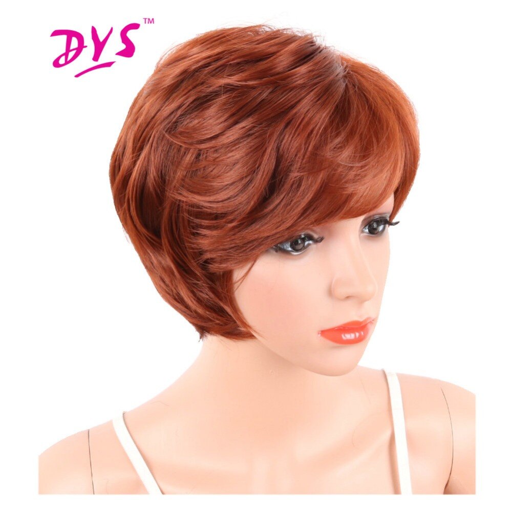 Deyngs corte Pixie corto sintético pelucas con flequillo para las mujeres negras pelo recto Natural Perucas resistente al calor peluca con pelo