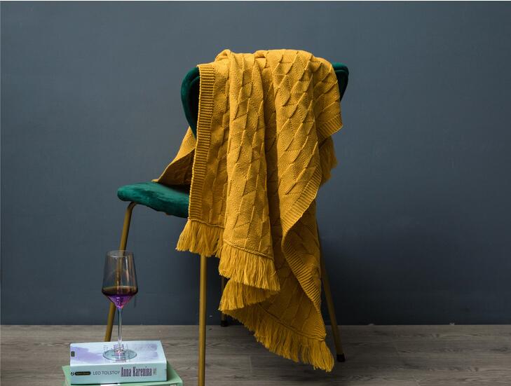 Nordisk vintage linger strikket tæppe sengeende tæppe sofa håndklæde seng ende håndklæde betræk  fg1310