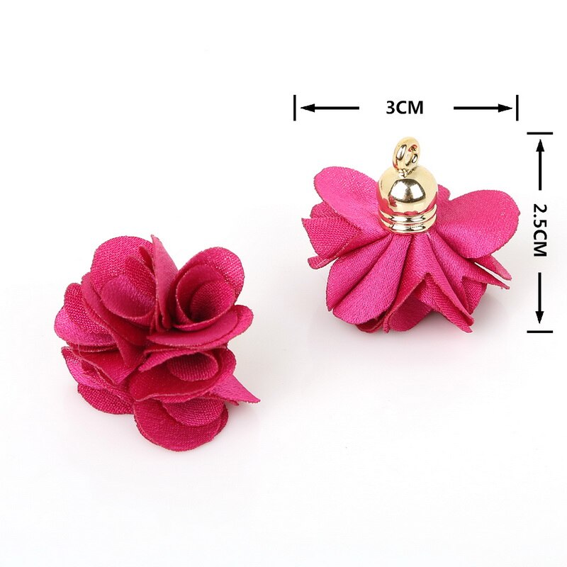 10 stuks 3*25cm bloemen bedel hanger kwastjes voor strik knutselen bruiloft feest decoratie doe-het-zelf benodigdheden verpakking accessoires: Fuchsia