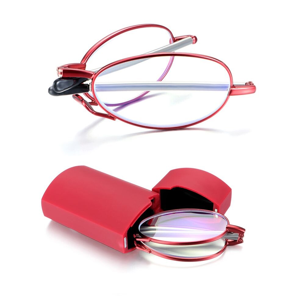 1PC Folding Reading Glasses Women With Case Portable Metal Telescopic Rotation High-definition Men Presbyopia Eyeglasses+1.0~4.0