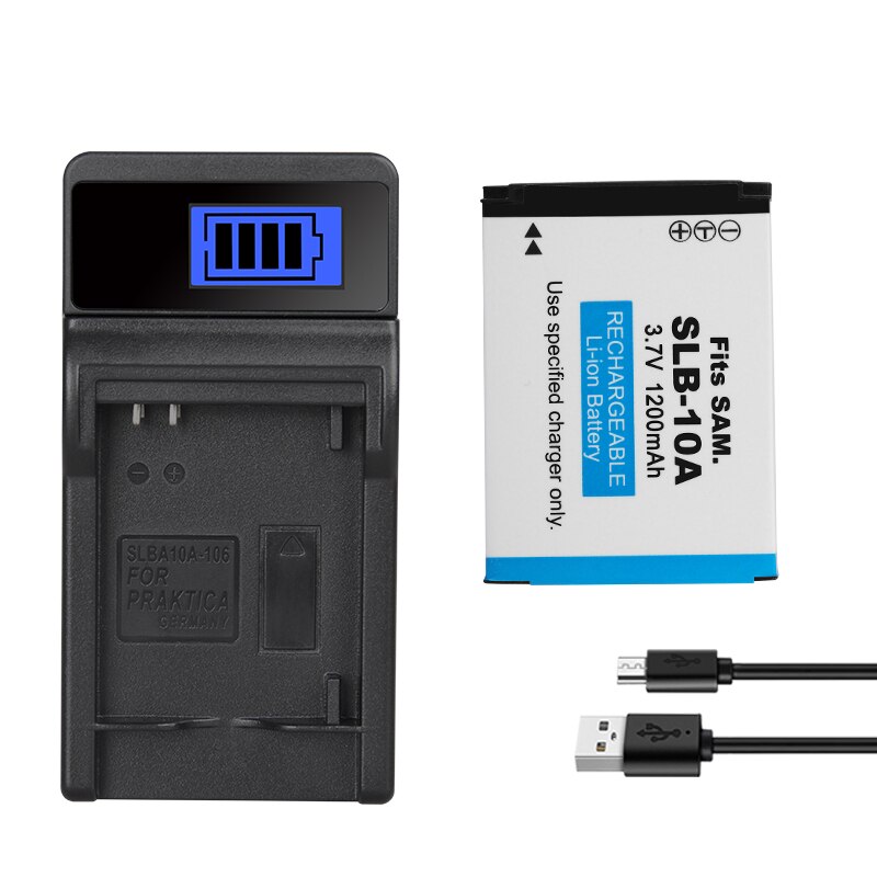 Batteria della macchina fotografica di SLB-10A SLB 10A 1200mAh per le batterie di Samsung PL50 60 65 800 SL820 WB500 WB550 HZ10W esso100 L100 L110 L200 L210: 1batteria 1caricabatterie