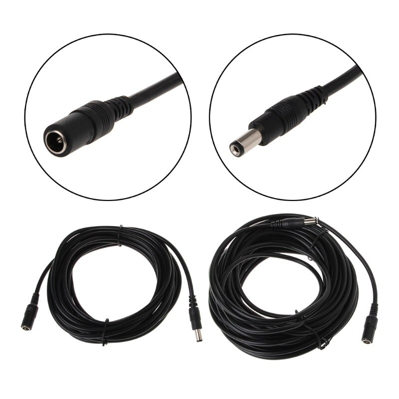 DC12V Power Extension Cable 2.1*5.5mm Connector Male To Female For CCTV Camera Black Color 16.5Feet 1M 5M 10m power cable