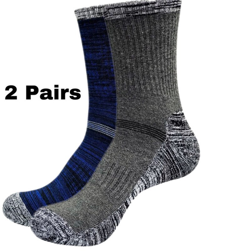 2 Paare Socken Nahtlose Thermische Verdicken draussen Sport Socken Fahrrad Schuhe Wolle Haufen Männer Schlafen Socken Für Männer EU 39-44 Meias: DeepGray Blau