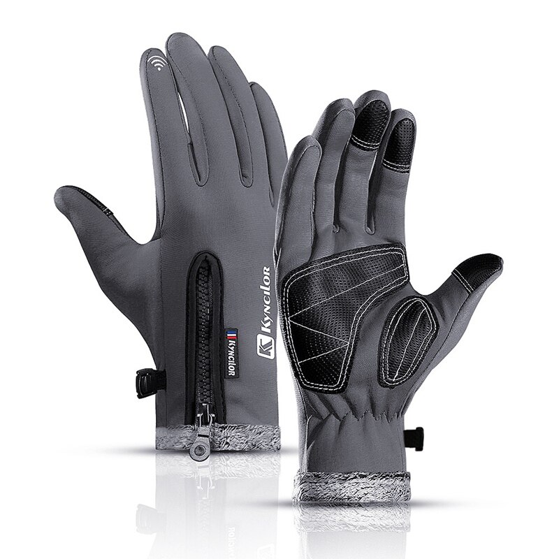 Gants de Ski à écran tactile pour hommes gants de conduite chauds coupe-vent pour femmes avec gants de pêche imperméables en polaire: Gris / XL