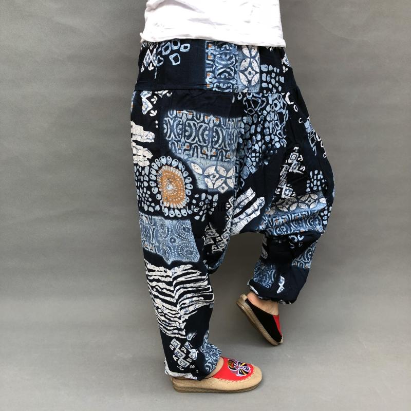 Streetwear Männer Harem Hosen Frauen ausgebeult Hosen Baumwolle Leinen Kreuz-hosen Breite Beine verlieren Tanz Hosen Tiefem Schritt Männer kleidung