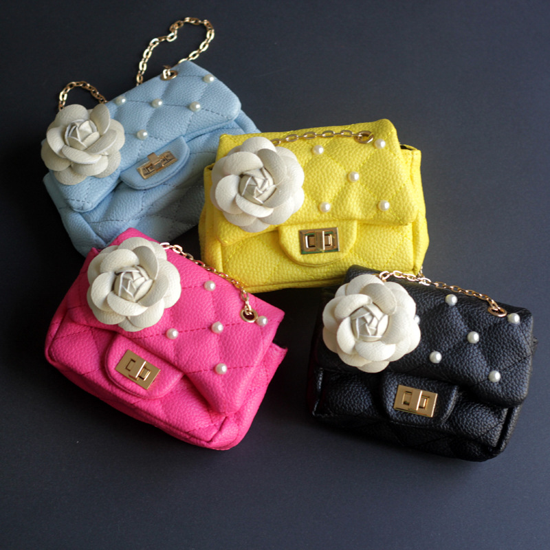 Meisjes Mini Handtas Kinderen Schoudertas Mode Bloem Klinknagel Glitter Metalen Ketting Emmer Kid Flap Bag Shiny Party Baby Portemonnee