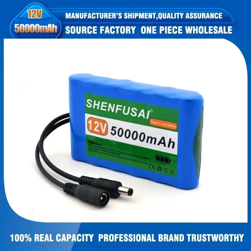 Portable Super 12V 50000mah Battery Rechargeable Lithium Ion Battery Pack Capacity DC 12.6v 30Ah CCTV Cam Monitor + Charger
