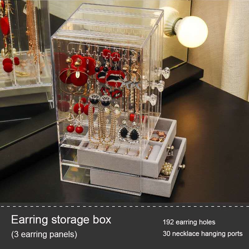 Boîte de rangement pour boucles d'oreilles, multifonction, présentoir Transparent pour bijoux colliers, maison, bijoux, anti-poussière: 8