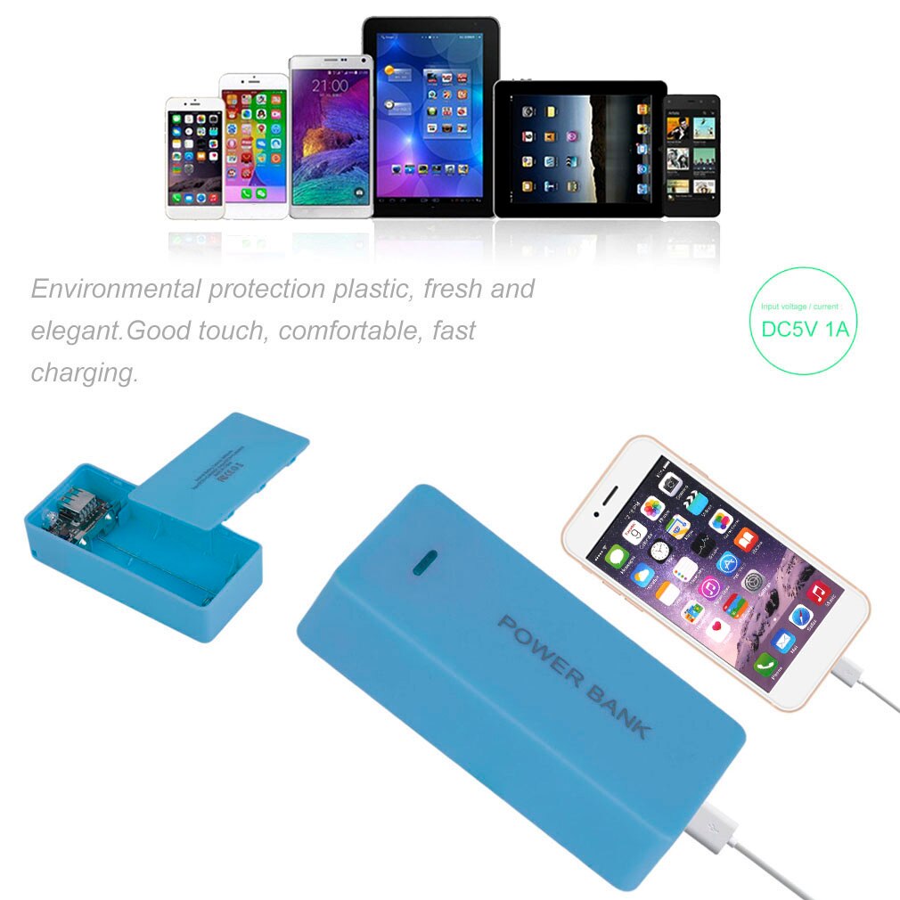 Portable Power Bank Case External Mobile Backup Powerbank Battery Case USB Universal Charger Adapter Storage Box