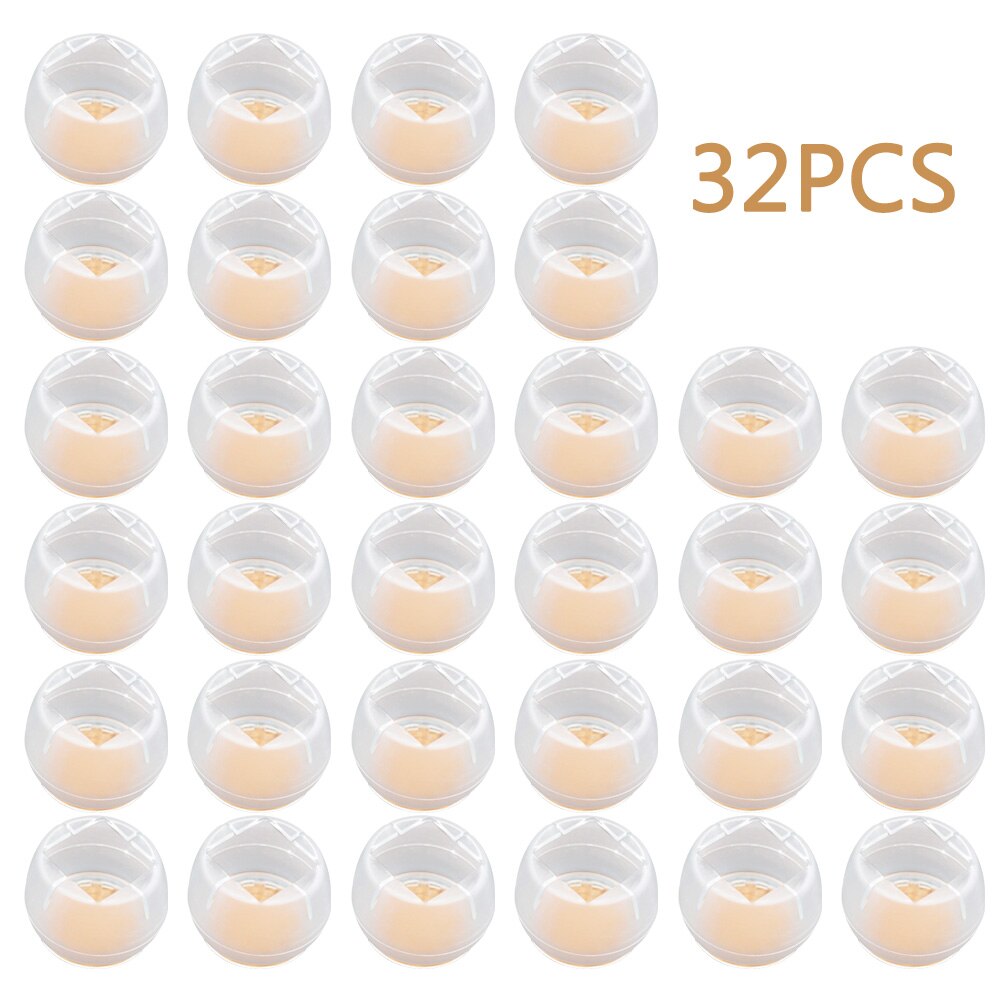 32pcs Soft Silicone Furniture Leg Cover Easy Install Transparent Chair Table Anti Slip Noise Reduction Floor Protectors Reusable