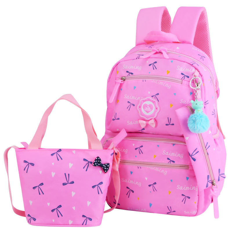 Kinder Schule Taschen Jugendliche Mädchen Druck Rucksack schule Rucksäcke 3 teile/satz Mochilas kinder reise rucksack Niedlich schulter tasche: pink