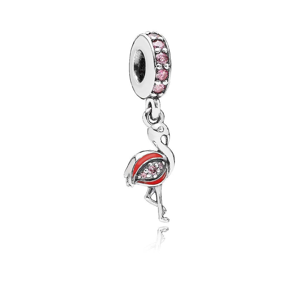 100% s925 held og lykke karper vedhæng flamingo sterling sølv vedhæng damer gør det selv håndlavet armbånd og smykke armbånd