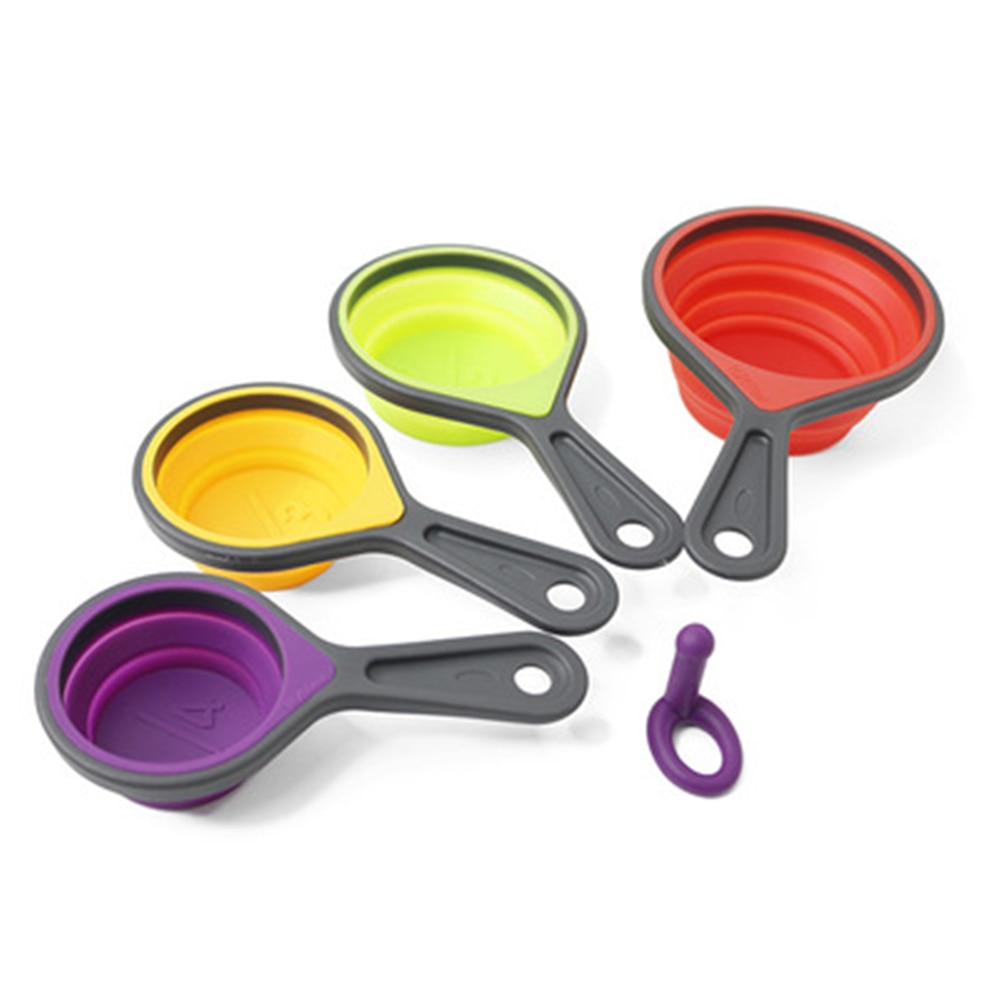Travel Silicone Measuring Cups and Measuring Spoons Set Collapsible Measuring Cup Portable Measuring Tool