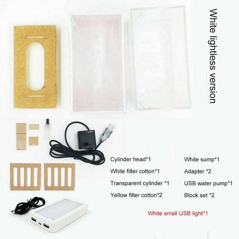 1L Mini Fish Tank Portable Fish Bowl Desktop Aquaponic Aquarium Betta Fish Bowl with Water Filtration LED Quiet Air Pump betta: white with LED light