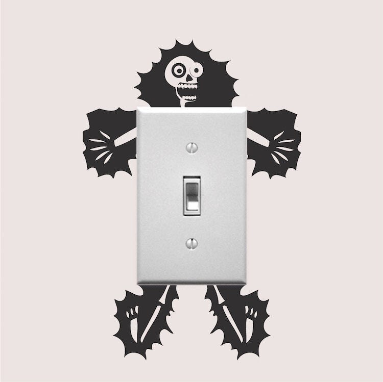 Electrocuted Guy Outlet Decal And Funny Wall Light Switch Sticker Cartoon Electrocution Removable Light Switch Mural GA313