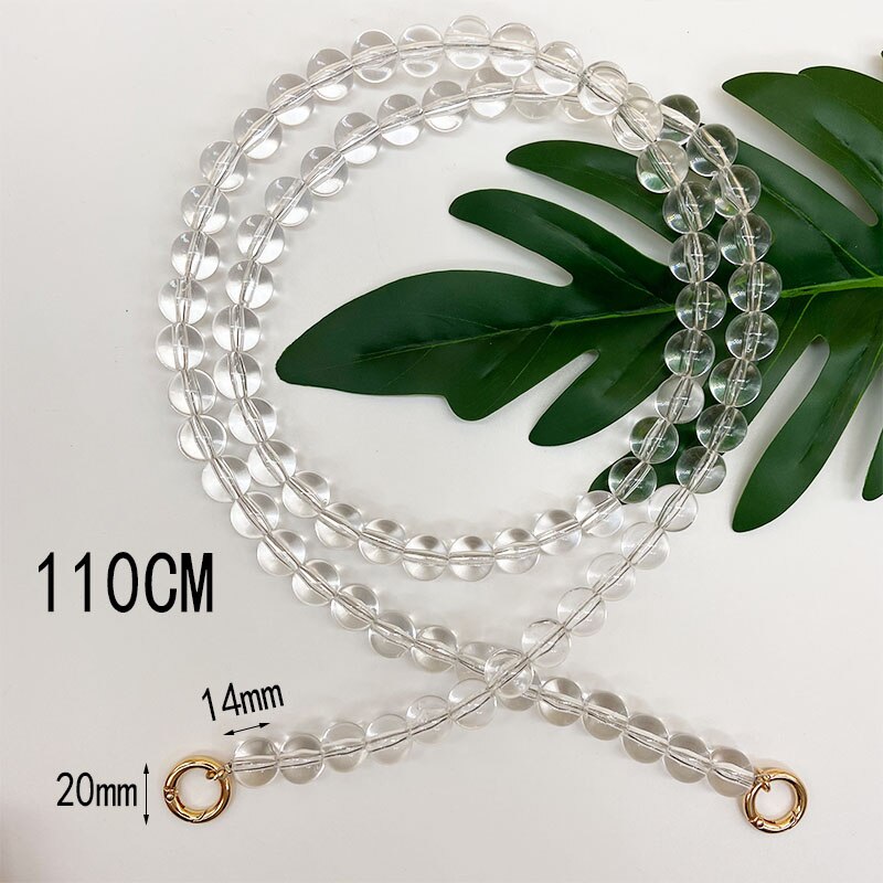 material high translucent acrylic transparent bead series bag chain bead chain jewelry women bag shoulder strap bag chain: 110cm / Black Ring buckle