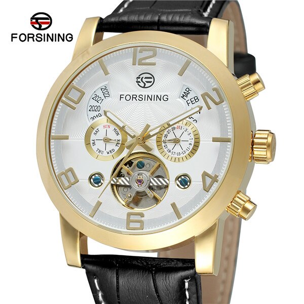 RORIOS Men's Automatic Tourbillon Watch Diamond Skeleton