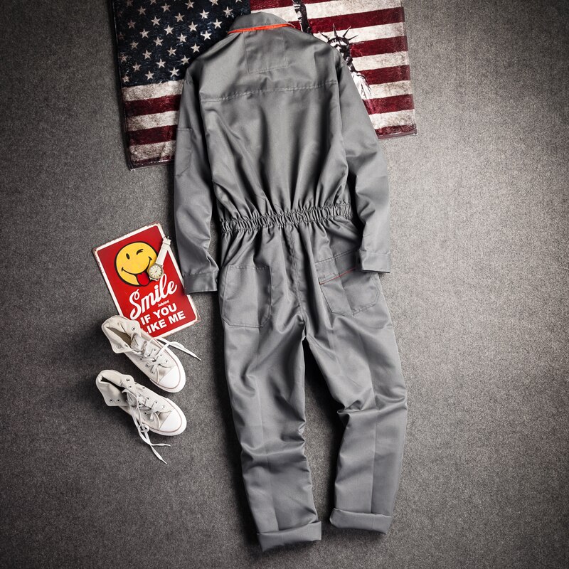 Retro herre arbejdstøj overall overall work jumpsuit bukser uniform playsuit revers krave plus størrelse s -5xl