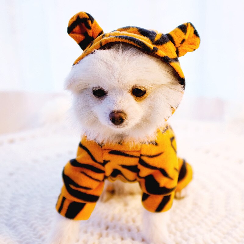 Søde kæledyrstøj tiger cosplay hundetøj vinterkat kostume kæledyrsjakke til små hundekatte chichuchu hvalpeudstyr
