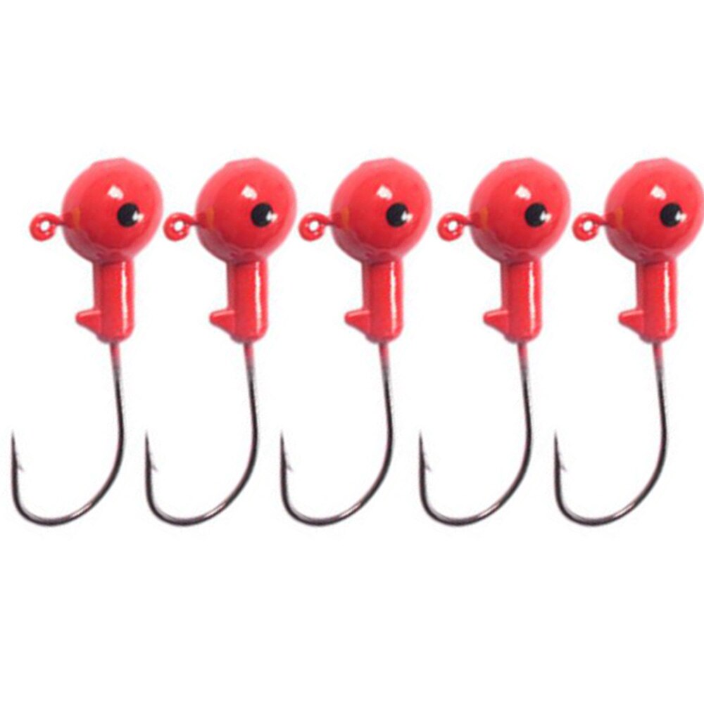 5 stuks lood kleurrijke ronde jigkop kunstaas vishaak visgerei vishaken voor zee rivier meer vishaak: 10g rode 5 stuks