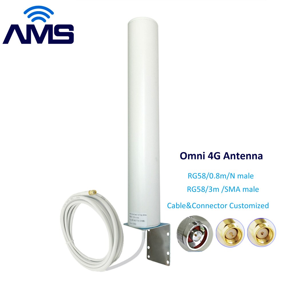 AMS 4G LTE 3G high 14-18 dbi outdoor waterproof antenna with 3m Mimo SMA/N Male connector for omnidirectional router modem