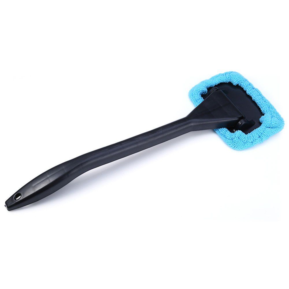 1pc ljusblå bilfönsterborste glasrengörare torkskrapa borst rengöringsverktyg med ren trasa pad microfiber duster