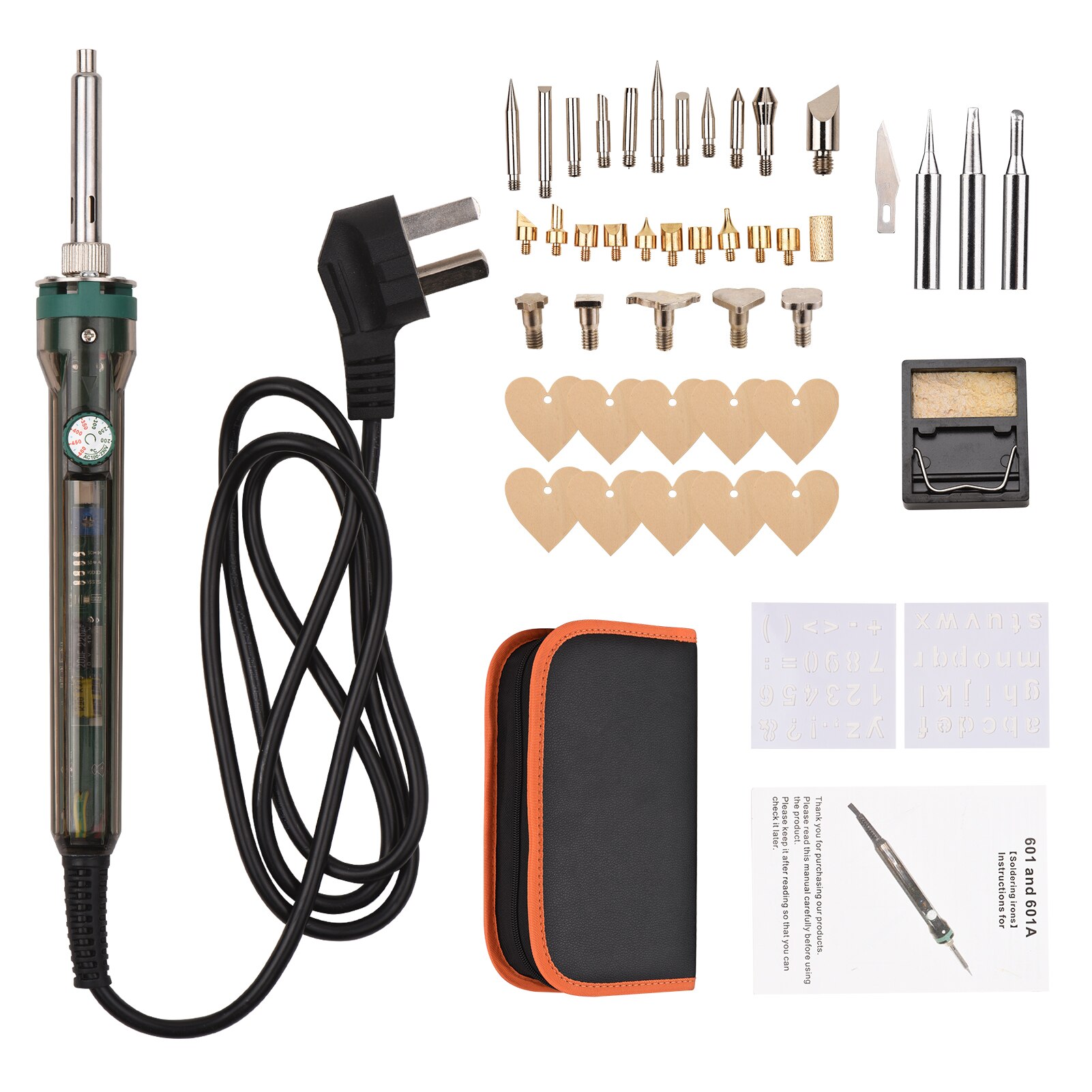 44/55/96PCS Pyrography Pen with Soldering Iron Tips Multifunctional Wood Burner Tool Adjustable Temperature 200-480℃: 44PCS US