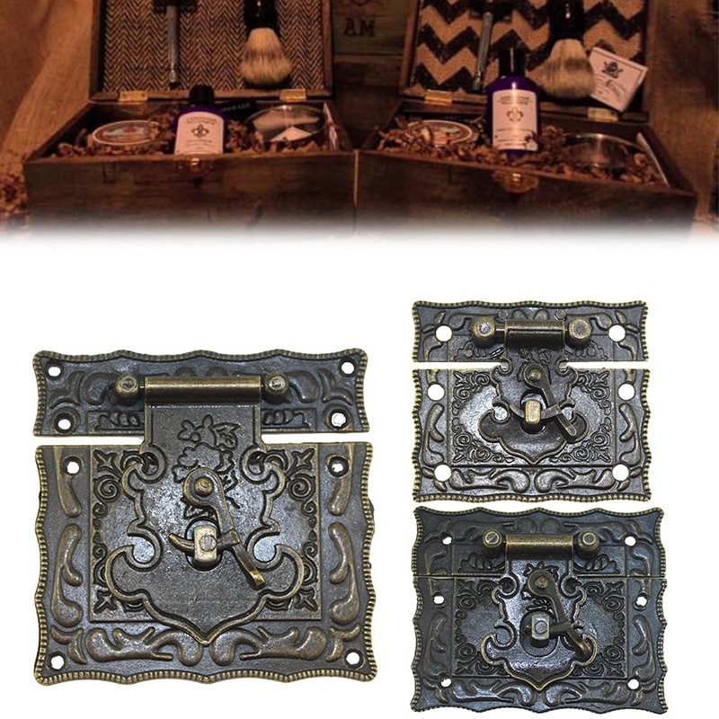Antiek Messing Houten Case Hasp Vintage Stijl Decoratieve Sieraden Geschenkdoos Koffer Hasp Klink Haak Meubels Gesp Sluiting Sloten