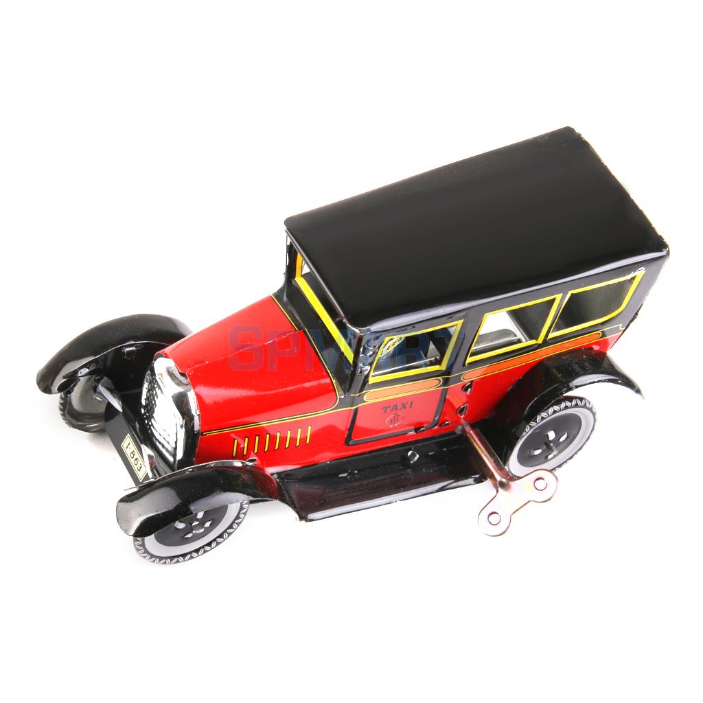 Wind Up Taxi Model Toy Collectible Black and Red