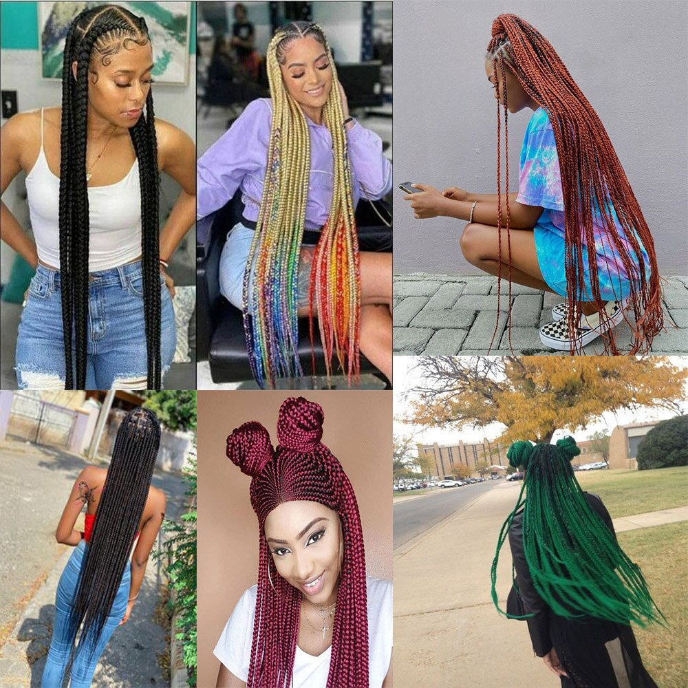Más allá de cabello trenzado sintético de una pieza, trenza de fibra térmica de 82 pulgadas, 165g, extensiones de cabello trenzado Jumbo de ganchillo de Color puro