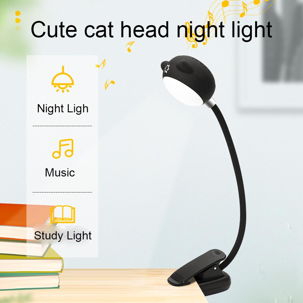 Rechargeable Clip-on Study Light Gooseneck 12 LEDs Dimmable with Bluetooth Speaker Functionspeaker clip light