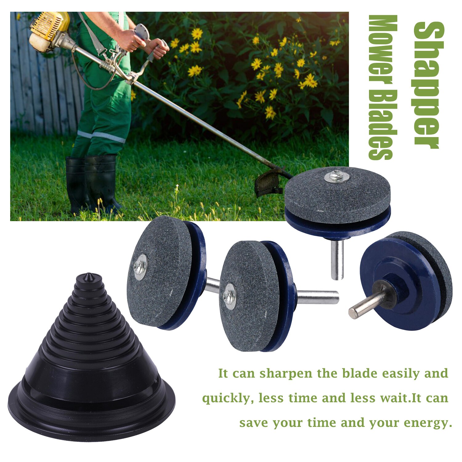 KKMOON Lawn Mower Garden Yard Tools Set Part Mower Blade Balancer Sharpener 4 Lawn Mower Sharpener & 1 Lawn Mower Blade Balancer