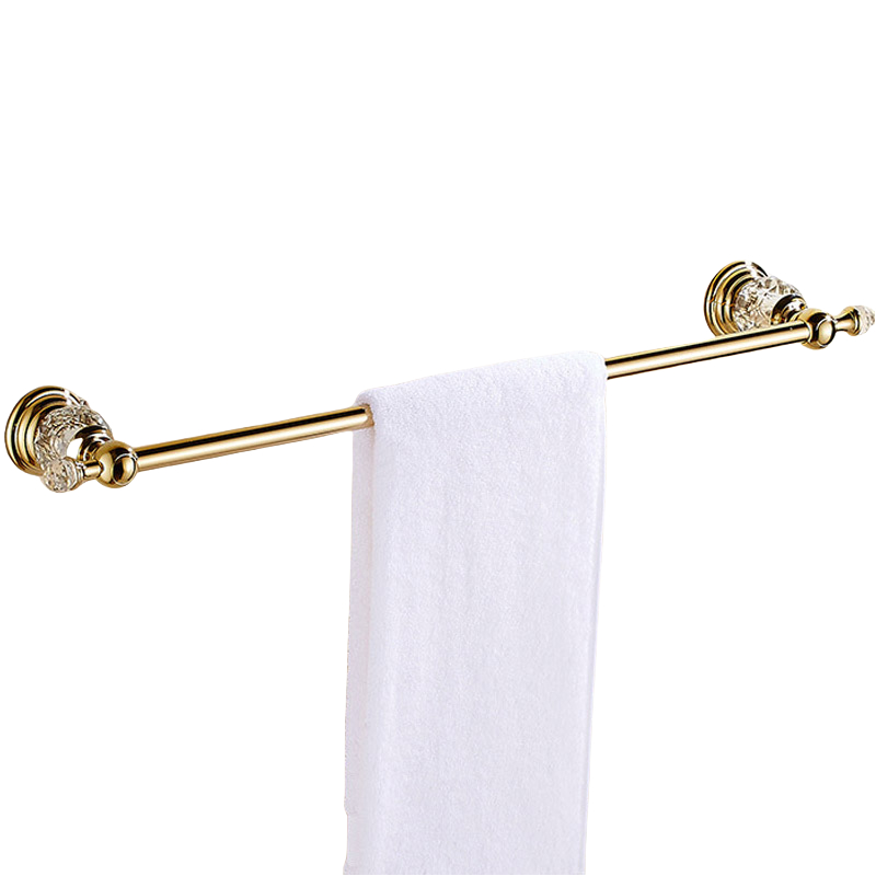 Luxury Gold Polished Brass Bathroom Accessories Set - Wall-Mounted Crystal Bath Hardware Collection: black