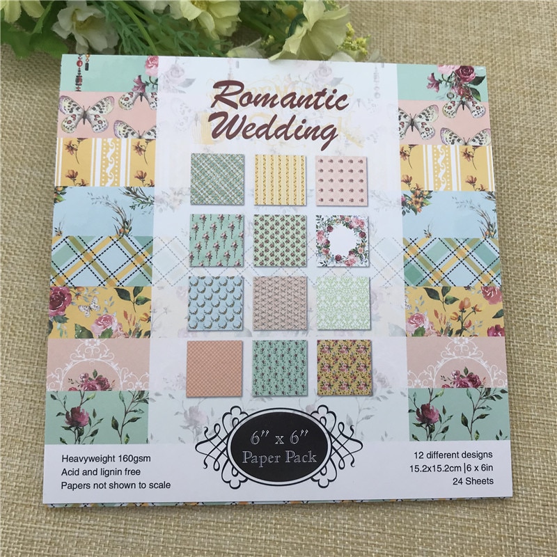 6 &quot;X 6&quot; Romantische Bruiloft gedessineerde papier Scrapbooking papier pack handgemaakte ambachtelijke papier ambachtelijke Achtergrond pad