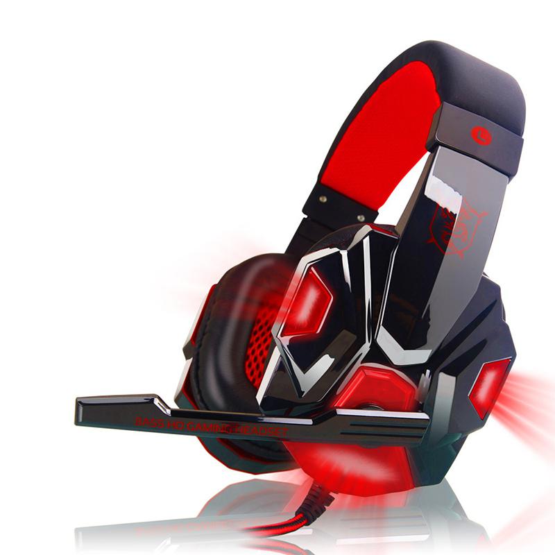 EastVita PC780 Gaming Headset Headphone Wired Gamer Headphone Stereo Sound Headsets with Mic LED light for Computer PC Gamer: red with backlight