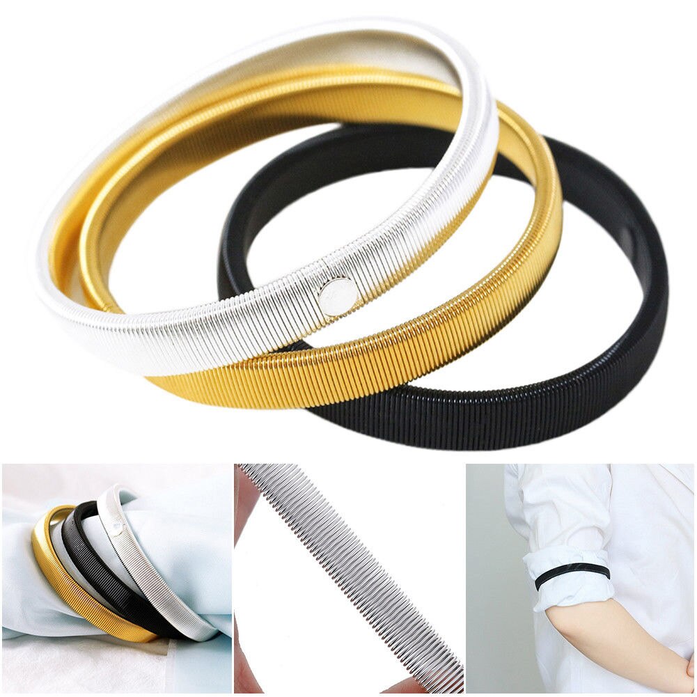 Brazalete elástico para camisa, soporte de manga para camisa, de Metal, oro y plata, ajustable, a la , accesorios de ropa de boda