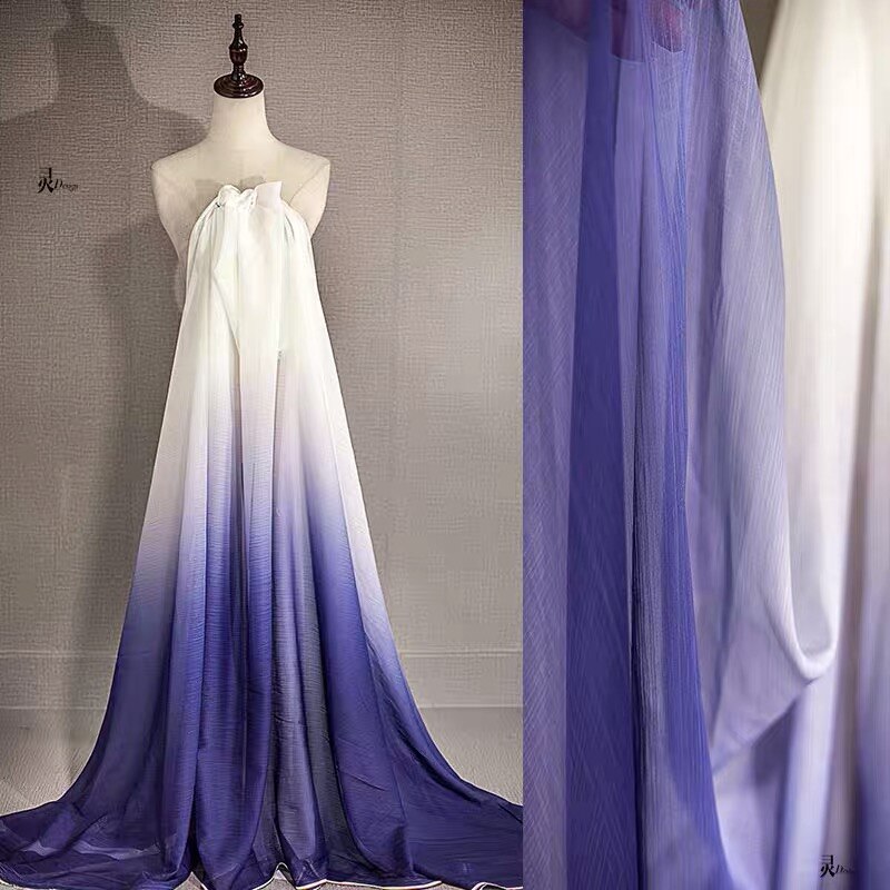 Sifonki kaltevuus kankaat high-end verho hame mekko, georgette kampaaja vaatteet kankaat: Sininen