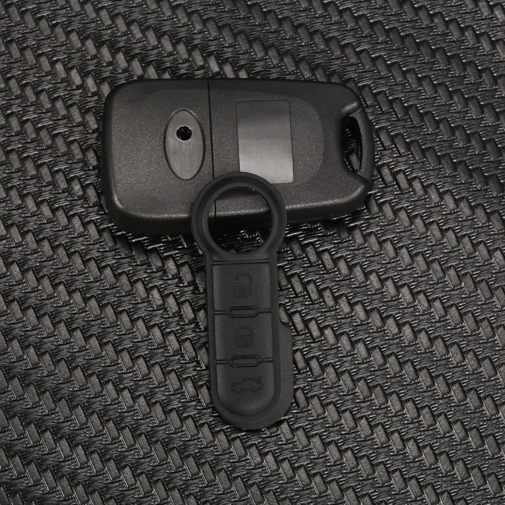 WhatsKey, almohadilla de goma suave de 3 botones, funda de reparación de llave remota con tapa para Fiat 500 Panda Abarth Punto Stilo Ducato Bravo, almohadilla de repuesto para llave de coche