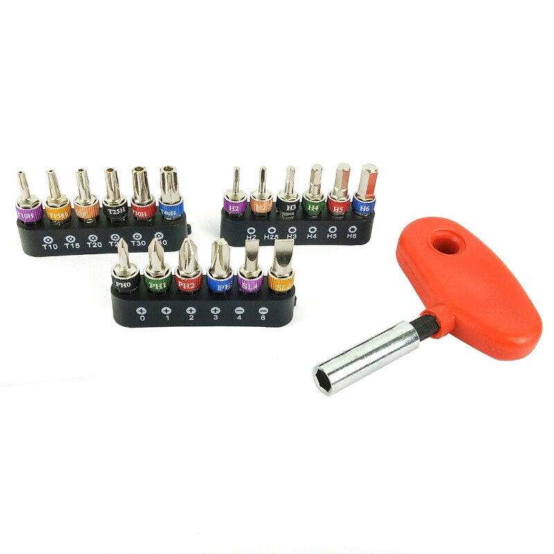 Micro-Screwdriver Bit Set with Reversible Drive Handle Phillips,Slotted Torx 1/4&quot; Drive Multi Bits Set