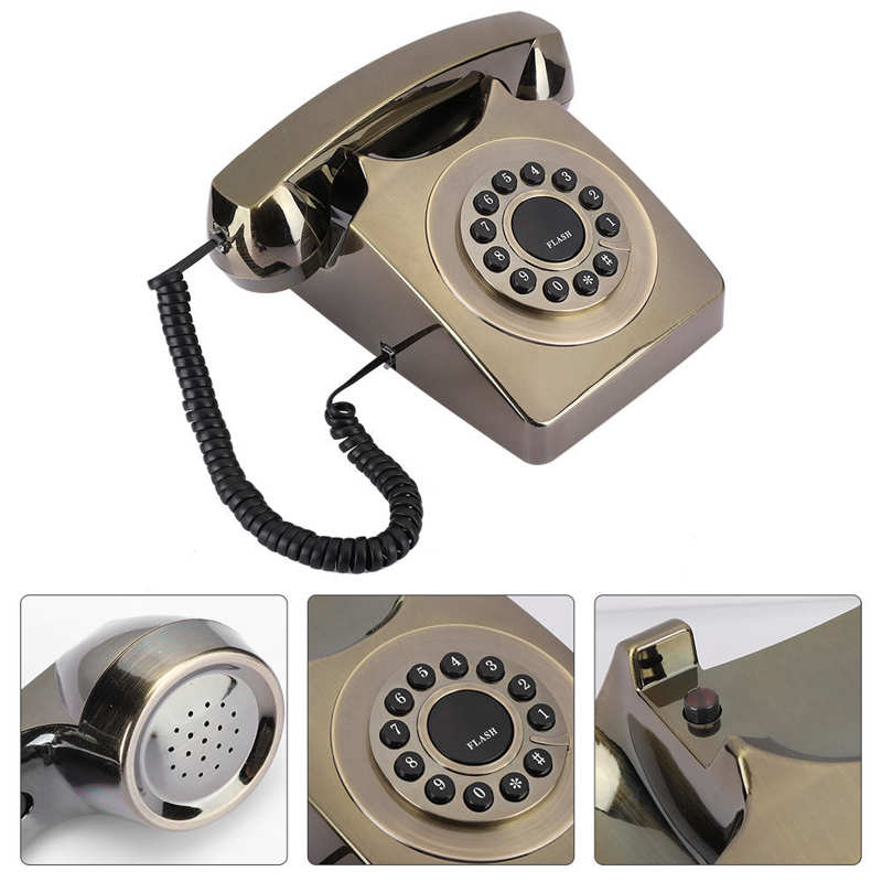 Retro Vintage Telefon Europäischen Stil Alte Handys Bronze-Überzogene Desktop Festnetz Telefon Fest Verdrahtete Telefon für Home Office Hotel