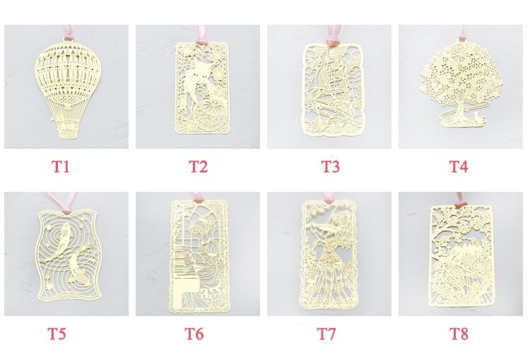 EZONE 1PC Gold Metal Bookmark Golden Hollow Tassel Bookmark Vintage Style Cartoon Animal Heart Shape Metal Bookmark: T1