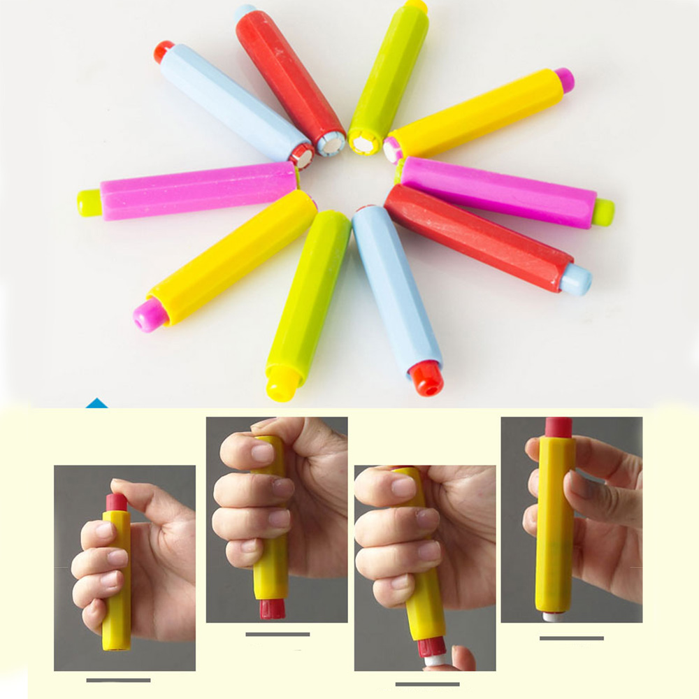 5PCs Non-Toxic Chalk Holder Not Dirty Hands Chalk Extension Clip Colorful Educational Stationery for Teacher Children Randomly