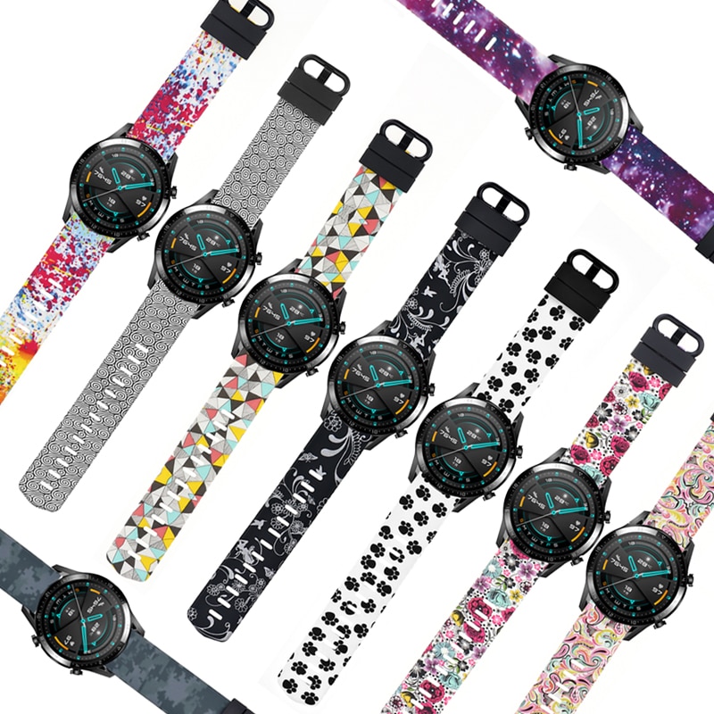 Druck Silikon Armband für Huawei Uhr GT 2 46 MM/GT2 Aktive 46m Smart Uhr Band 22MM handgelenk Strap für Samsung galaxy S3
