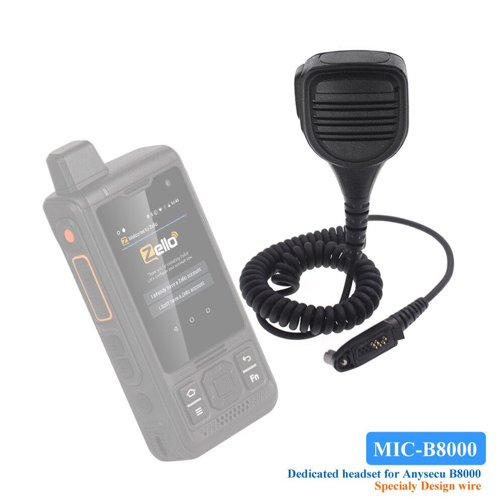 Anysecu Microphone Fit For B8000 IP68 Waterproof POC Walkie Talkie 2.4&#39;&#39; Touch Screen Android 8.1 4000mAh NFC Moblie Phone